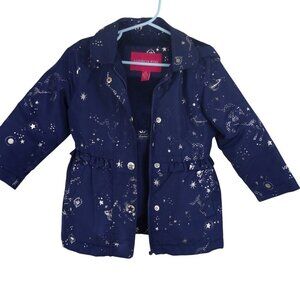 London Fog Starry Night Jacket 2T Navy Blue With Fleece Lining & Hood